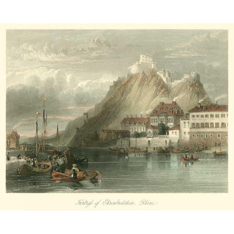 Fortress on the Rhine Black Modern Wood Framed Art Print with Double Matting by Leitch, W.L.