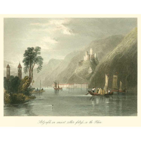 On the Rhine Black Modern Wood Framed Art Print by Bartlett, W.H.