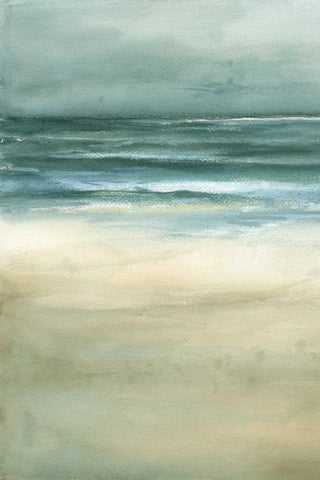 Tranquil Sea I White Modern Wood Framed Art Print with Double Matting by Goldberger, Jennifer