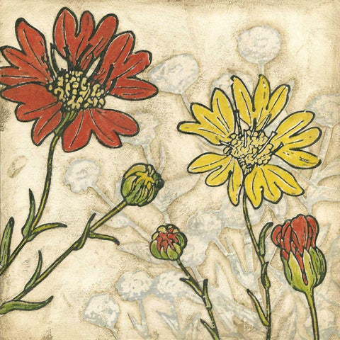 Indian Summer Florals II Gold Ornate Wood Framed Art Print with Double Matting by Meagher, Megan