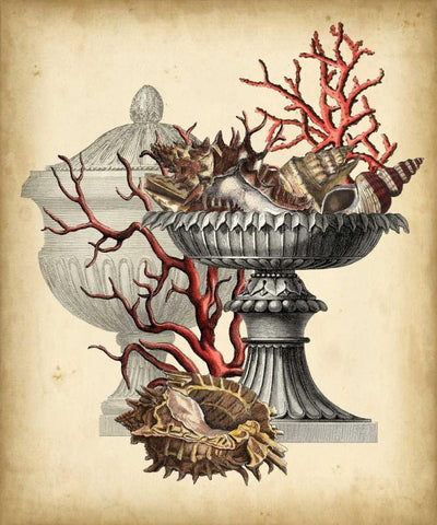 Oceans Bounty I Black Ornate Wood Framed Art Print with Double Matting by Vision Studio