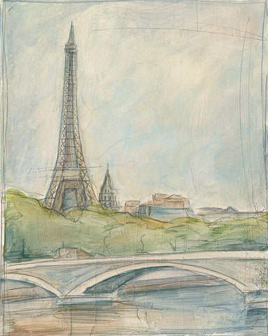 View of Paris III Black Ornate Wood Framed Art Print with Double Matting by Harper, Ethan