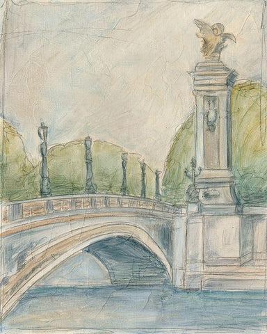 View of Paris V Black Ornate Wood Framed Art Print with Double Matting by Harper, Ethan