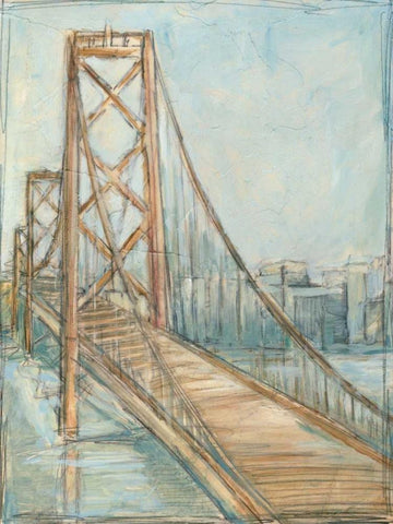 Metropolitan Bridge I White Modern Wood Framed Art Print with Double Matting by Harper, Ethan