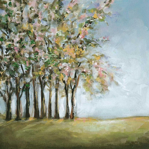 Tree in Spring Black Modern Wood Framed Art Print with Double Matting by Long, Christina