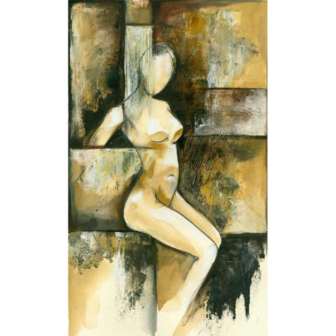 Contemporary Seated Nude I White Modern Wood Framed Art Print by Goldberger, Jennifer