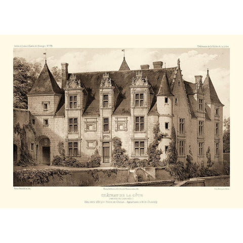Sepia Chateaux III White Modern Wood Framed Art Print by Petit, Victor