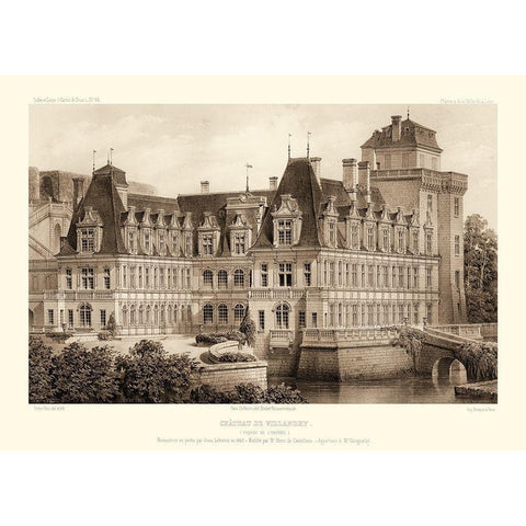 Sepia Chateaux IV Black Modern Wood Framed Art Print by Petit, Victor