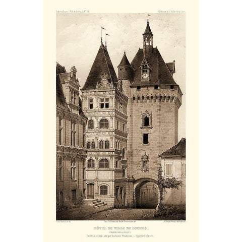 Sepia Chateaux VI Black Modern Wood Framed Art Print by Petit, Victor