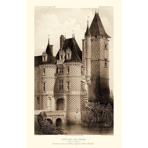Sepia Chateaux VII White Modern Wood Framed Art Print by Petit, Victor