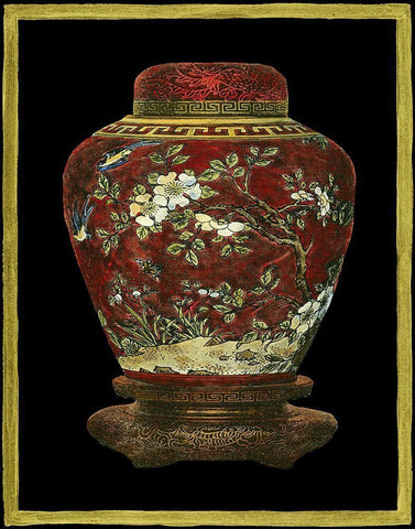 Oriental Ginger Jar I Black Ornate Wood Framed Art Print with Double Matting by Vision Studio