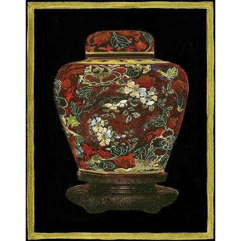 Oriental Ginger Jar II Black Modern Wood Framed Art Print with Double Matting by Vision Studio