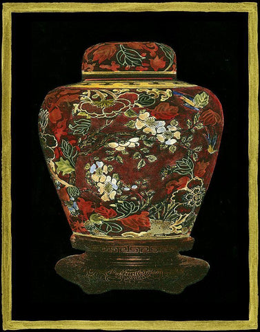 Oriental Ginger Jar II Black Ornate Wood Framed Art Print with Double Matting by Vision Studio