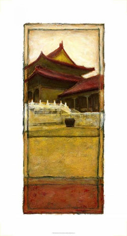 Oriental Panel I White Modern Wood Framed Art Print with Double Matting by Unknown