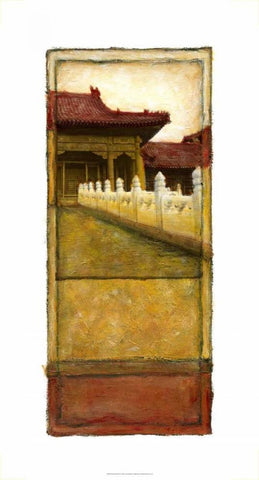 Oriental Panel II White Modern Wood Framed Art Print with Double Matting by Unknown