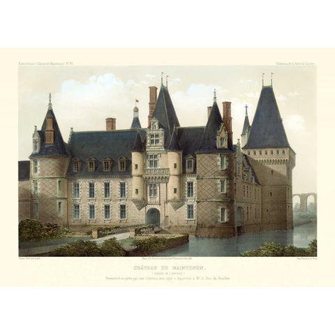 French Chateaux II Black Modern Wood Framed Art Print with Double Matting by Petit, Victor