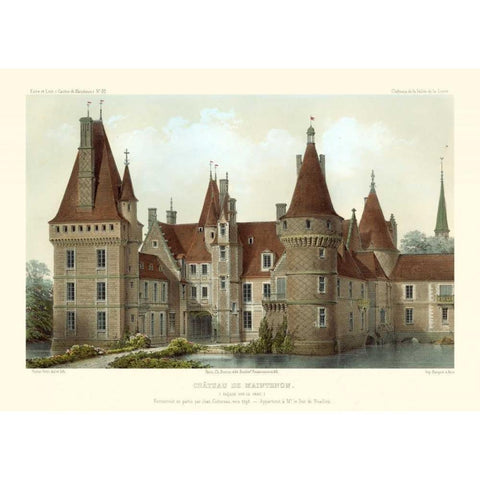 French Chateaux IV White Modern Wood Framed Art Print by Petit, Victor