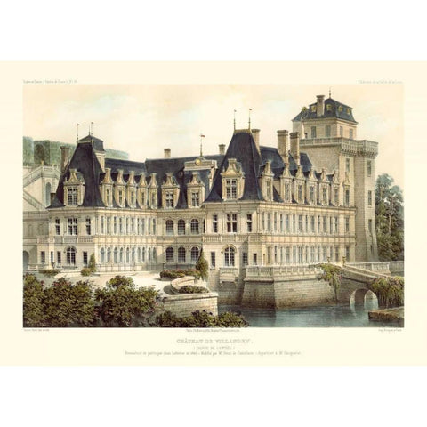 French Chateaux V Black Modern Wood Framed Art Print with Double Matting by Petit, Victor