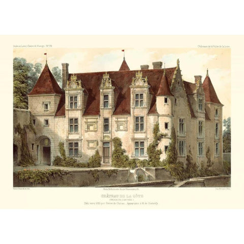 French Chateaux VI Gold Ornate Wood Framed Art Print with Double Matting by Petit, Victor