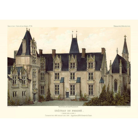 French Chateaux VIII White Modern Wood Framed Art Print by Petit, Victor