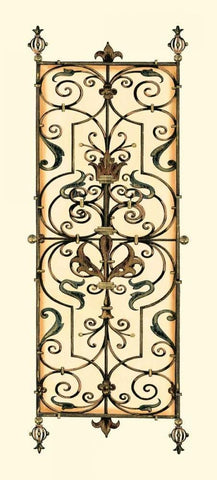 Verdigris Panel I Black Ornate Wood Framed Art Print with Double Matting by Vision Studio