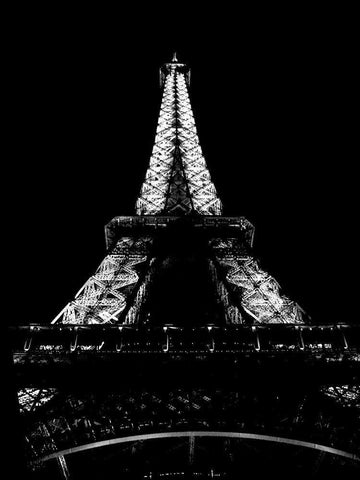 Tour Eiffel la Nuit White Modern Wood Framed Art Print with Double Matting by Sheffield, Jennings