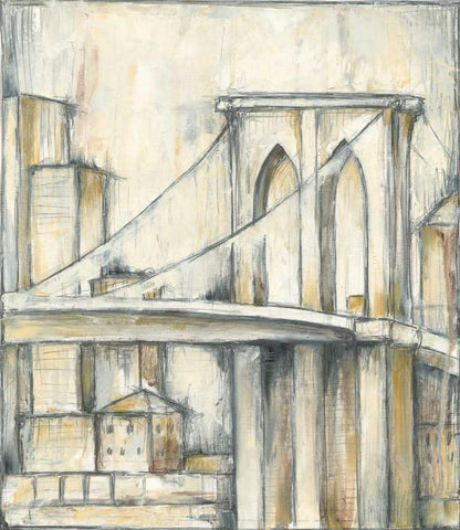 Urban Bridgescape I Black Ornate Wood Framed Art Print with Double Matting by Goldberger, Jennifer