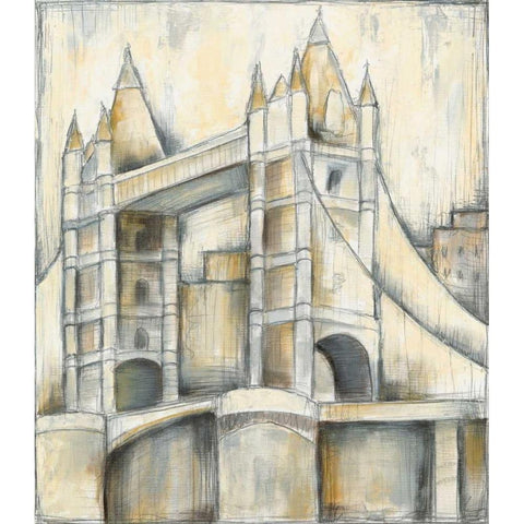 Urban Bridgescape II White Modern Wood Framed Art Print by Goldberger, Jennifer