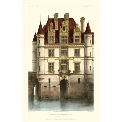 French Chateaux in Brick I Black Modern Wood Framed Art Print by Petit, Victor