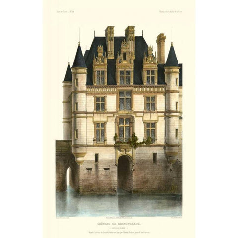 French Chateaux in Blue I Black Modern Wood Framed Art Print by Petit, Victor
