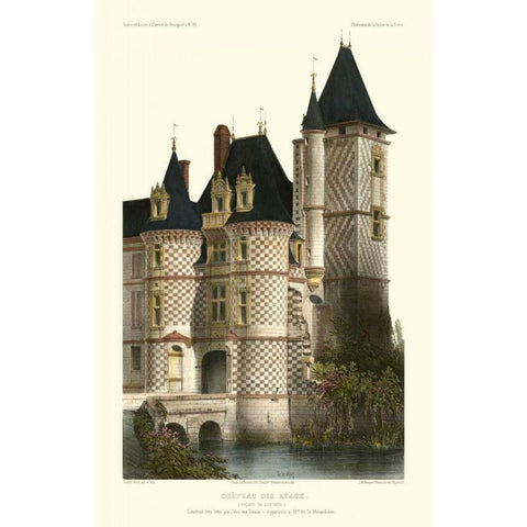 French Chateaux in Blue II Black Modern Wood Framed Art Print with Double Matting by Petit, Victor