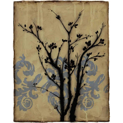 Branch in Silhouette II Black Modern Wood Framed Art Print with Double Matting by Goldberger, Jennifer