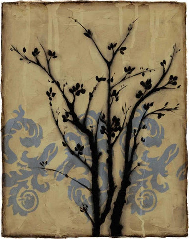 Branch in Silhouette II Black Ornate Wood Framed Art Print with Double Matting by Goldberger, Jennifer