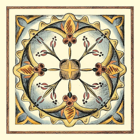 Crackled Cloisonne Tile III Black Ornate Wood Framed Art Print with Double Matting by Zarris, Chariklia