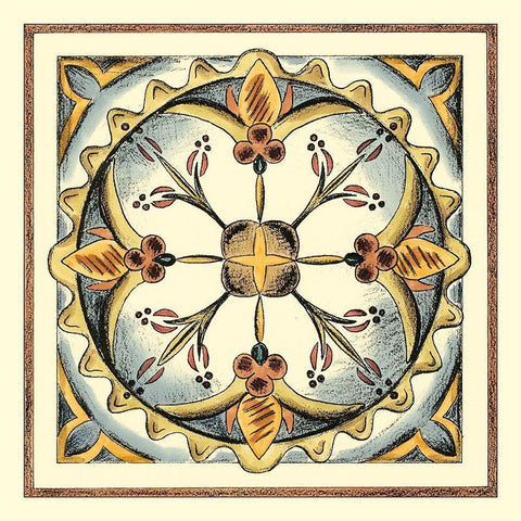 Crackled Cloisonne Tile III Gold Ornate Wood Framed Art Print with Double Matting by Zarris, Chariklia