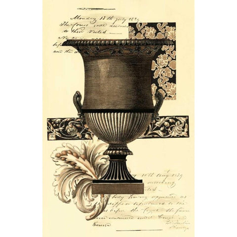 Transitional Sepia Urn I White Modern Wood Framed Art Print by Vision Studio