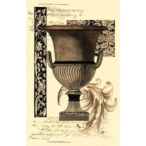 Transitional Sepia Urn II Black Modern Wood Framed Art Print by Vision Studio