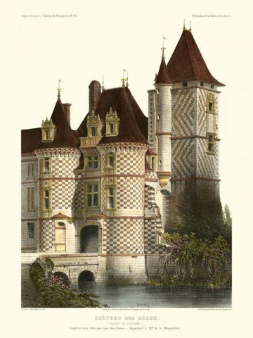 Petite French Chateaux X White Modern Wood Framed Art Print with Double Matting by Petit, Victor
