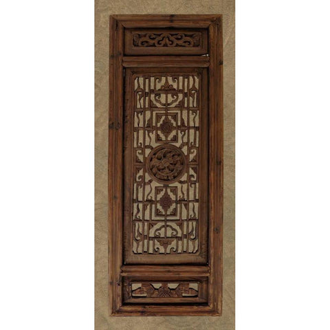 Antique Shoji Screen I Black Modern Wood Framed Art Print with Double Matting by Vision Studio