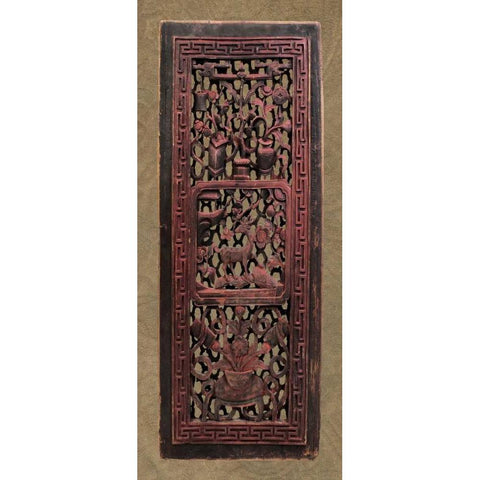 Antique Shoji Screen II Black Modern Wood Framed Art Print with Double Matting by Vision Studio