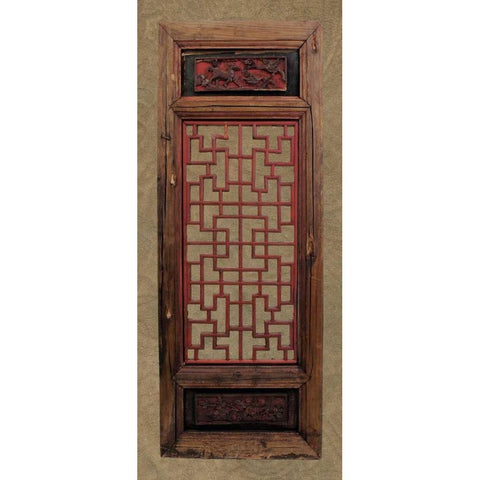 Antique Shoji Screen III Gold Ornate Wood Framed Art Print with Double Matting by Vision Studio