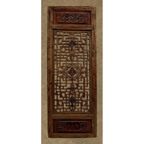 Antique Shoji Screen IV Black Modern Wood Framed Art Print with Double Matting by Vision Studio