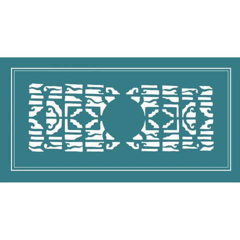 Shoji Screen in Teal I Gold Ornate Wood Framed Art Print with Double Matting by Vision Studio