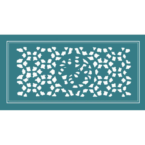 Shoji Screen in Teal II Gold Ornate Wood Framed Art Print with Double Matting by Vision Studio