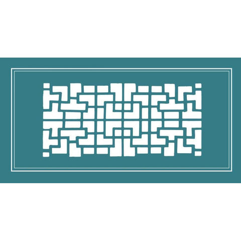 Shoji Screen in Teal III Gold Ornate Wood Framed Art Print with Double Matting by Vision Studio