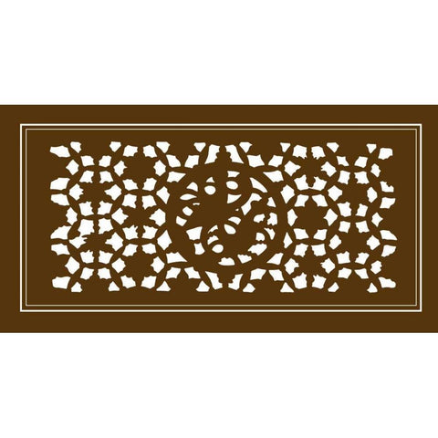 Shoji Screen in Brown II Gold Ornate Wood Framed Art Print with Double Matting by Vision Studio