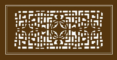 Shoji Screen in Brown IV Black Ornate Wood Framed Art Print with Double Matting by Vision Studio