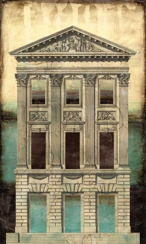 Architectural Illusion I White Modern Wood Framed Art Print with Double Matting by Vision Studio