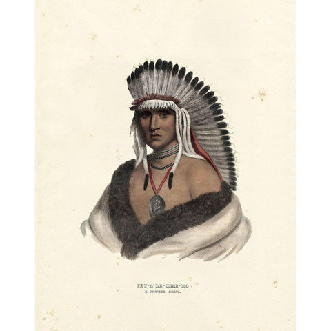 A Pawnee Brave Black Modern Wood Framed Art Print with Double Matting by McKenney and Hall