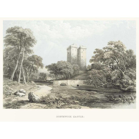 Borthwick Castle Black Modern Wood Framed Art Print with Double Matting by Unknown